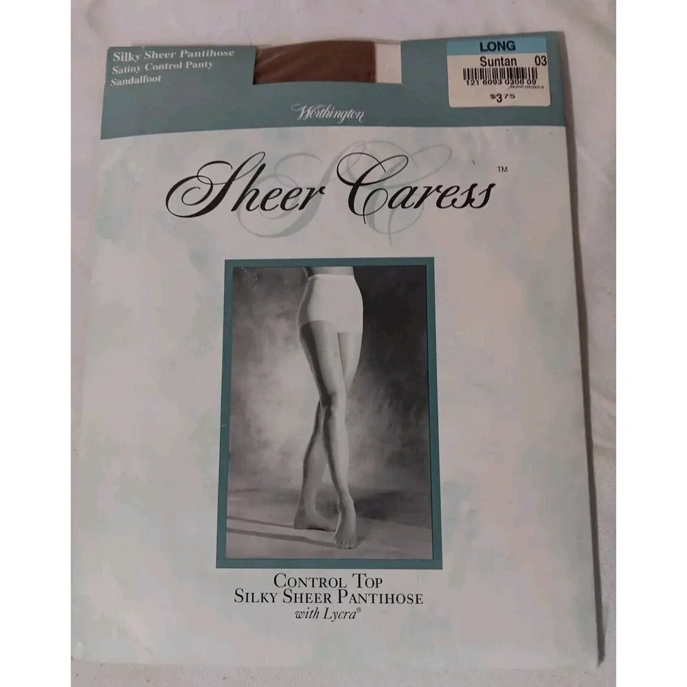 Worthington Pantyhose Sheer Caress Control‎ Top Long Suntan 03 Vintage Nylons